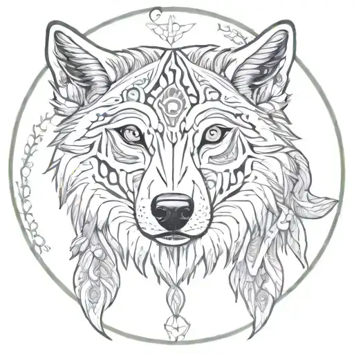 wolf spirit animal ayahuasca San Pedro plant medicine tattoo design idea