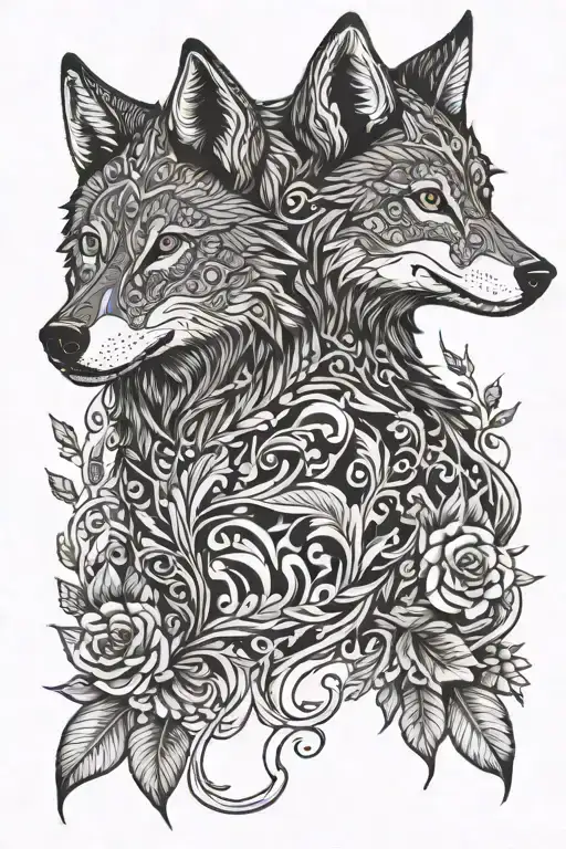 wolf spirit animal ayahuasca San Pedro plant medicine tattoo design idea