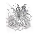 Witches dancing with skeletons tattoo design idea