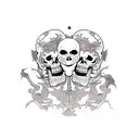 Witches dancing with skeletons tattoo design idea