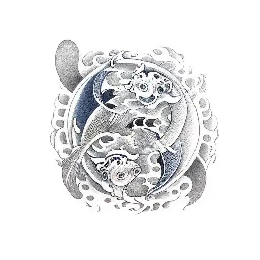Koi Fish moon ying yang  tattoo design idea