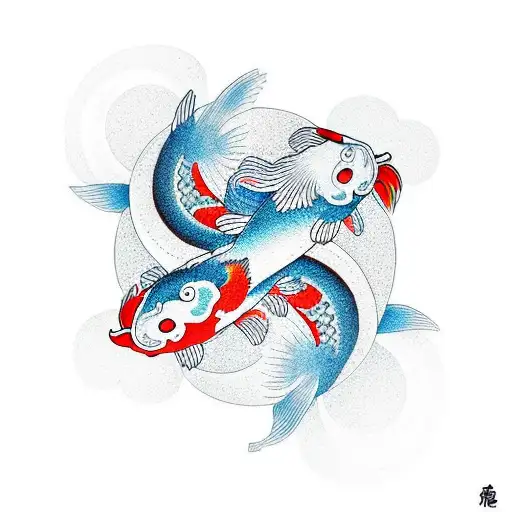 Koi Fishes making ying yang symbol  tattoo design idea