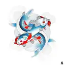 Koi Fishes making ying yang symbol  tattoo design idea