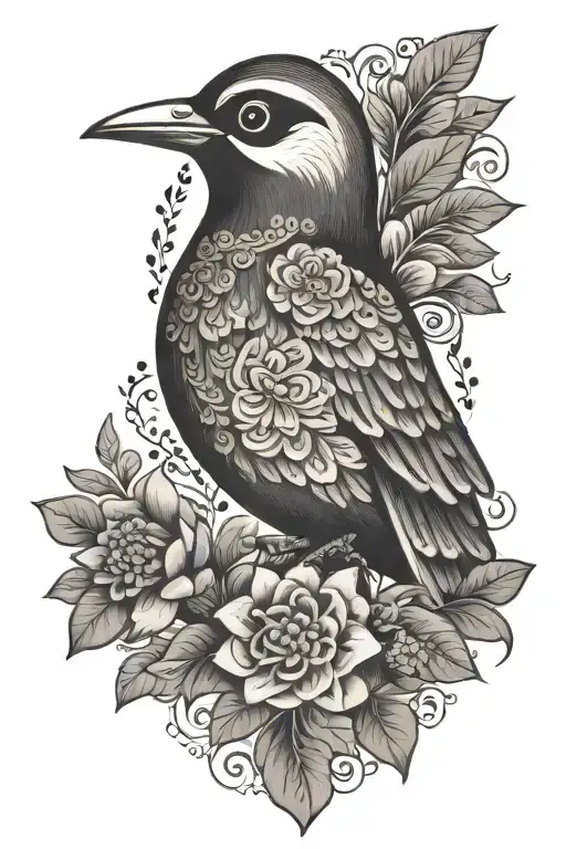 hungarian folk art bird, family, simple cross, faith, servanthood, christ tattoo design idea