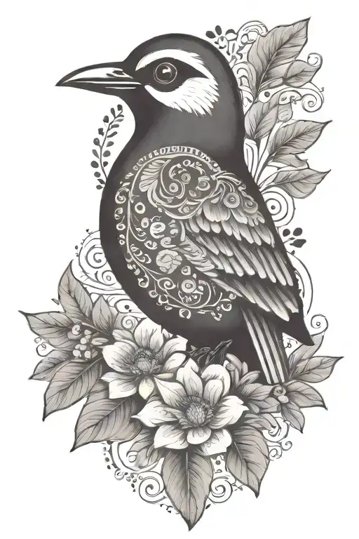 hungarian folk art style bird, family 3 kids 3 miscarriages, simple cross, faith, servanthood, christ tattoo design idea