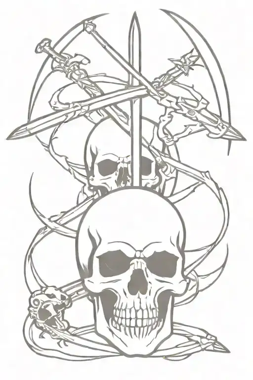 skull and sabers tattoo design idea
