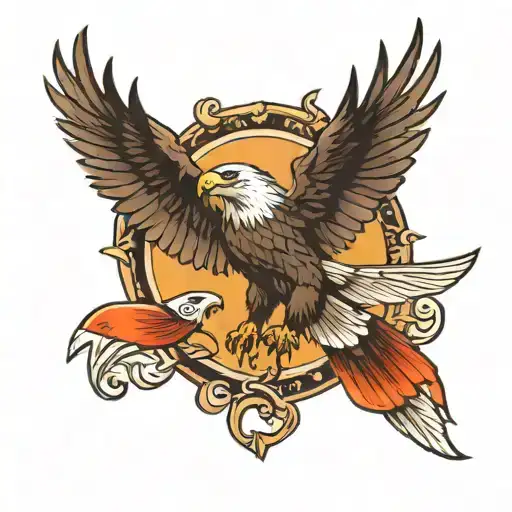 Eagle with fish in talons tattoo design idea