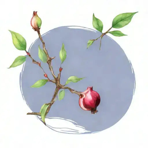 pomegranate branch surrounded by ceramic back tattoo  tattoo design idea