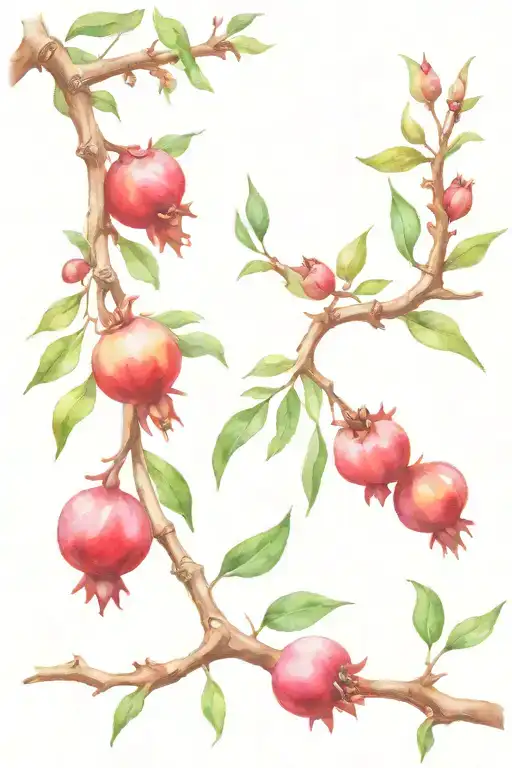 pomegranate branch back tattoo tattoo design idea