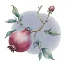 pomegranate branch surrounded by ceramic back tattoo  tattoo design idea