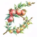 pomegranate branch back tattoo tattoo design idea