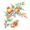pomegranate branch back tattoo tattoo design idea