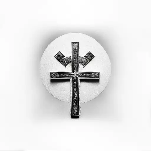 Christian Cross with ak 47 tattoo design idea