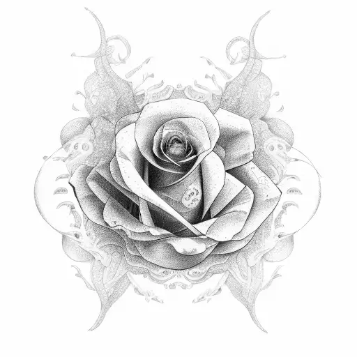 una rosa entrelazada en alas de angel tattoo design idea