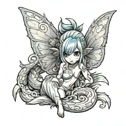 a fairy with a tail from the fairy tail anime logo tattoo design idea