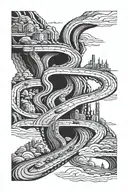 highways winding down my leg tattoo design idea