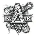 Three letters KKK make cable tattoo design idea