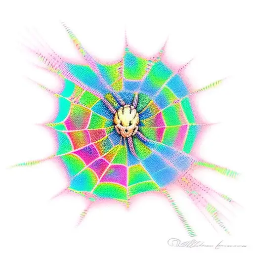 vibrant color spiderweb 3d negative space tattoo design idea