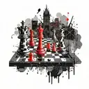 Three dark towers like chess. Are made by rock bricks tattoo design idea