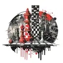 Three dark towers like chess. Are made by rock bricks tattoo design idea