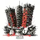 Three dark and strong towers. Are made from rock bricks tattoo design idea