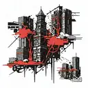 Three dark and strong towers. Are made from rock bricks tattoo design idea