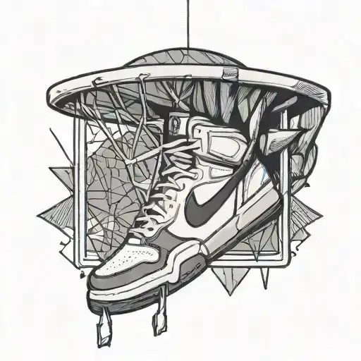 sneakers hanging on a basketball hoop from the movie tattoo design idea