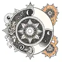Moon phases forming a celestial mandala tattoo design idea
