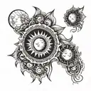 Moon phases forming a celestial mandala tattoo design idea