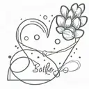 A minimalist heart-shaped tattoo with Butter's labroder name inside and a paw print beside it tattoo design idea