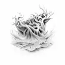 polvo do mar segurando um tridente tattoo design idea