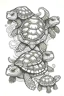 mama turtle with 3 baby turtles tattoo design idea