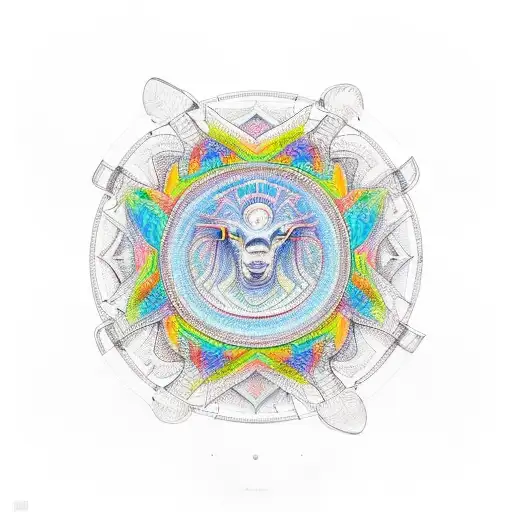 A symmetrical composition of vibrant animals, each one representing a different color of the rainbow tattoo design idea