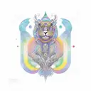 A symmetrical composition of vibrant animals, each one representing a different color of the rainbow tattoo design idea