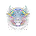 A symmetrical composition of vibrant animals, each one representing a different color of the rainbow tattoo design idea