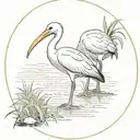 ibis in oval frame tattoo design idea