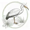 ibis in oval frame tattoo design idea