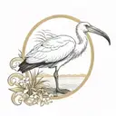 ibis in oval frame tattoo design idea