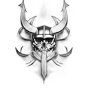 viking face half skull tattoo design idea