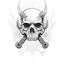 viking face half skull tattoo design idea