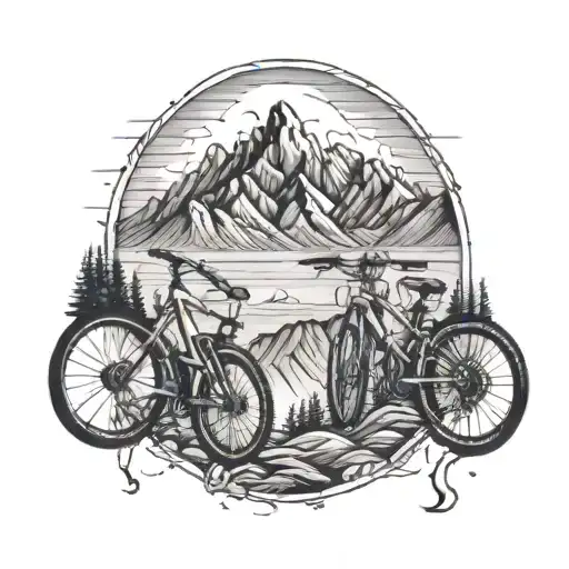 Lifeline, mountains, cycling  tattoo design idea
