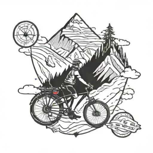Lifeline, mountains, cycling tattoo design idea