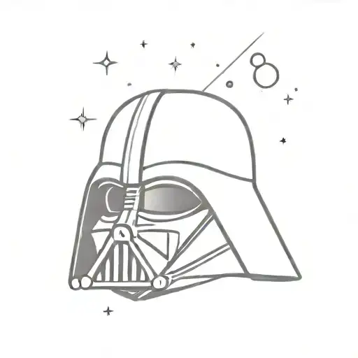 A minimalist silhouette of Darth Vader's helmet with a galaxy background tattoo design idea