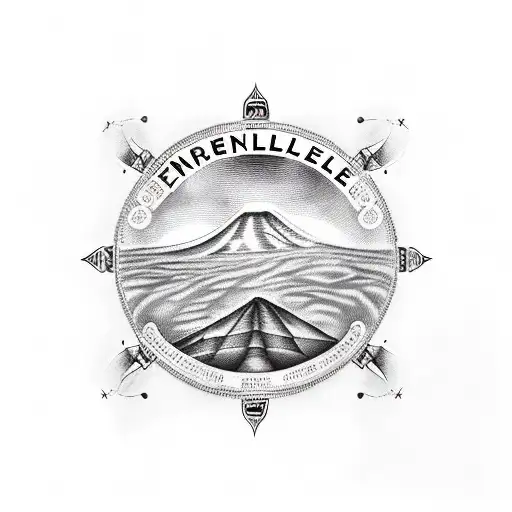 A detailed portrait of Pendle Hill with elements of Leeds United incorporated into the background tattoo design idea