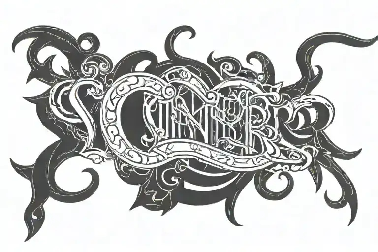 sinner written text tattoo design idea