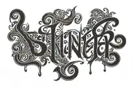 sinner written tattoo design idea