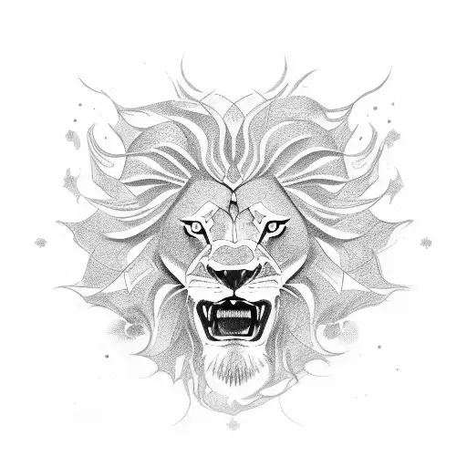 Lion and sun tattoo design idea