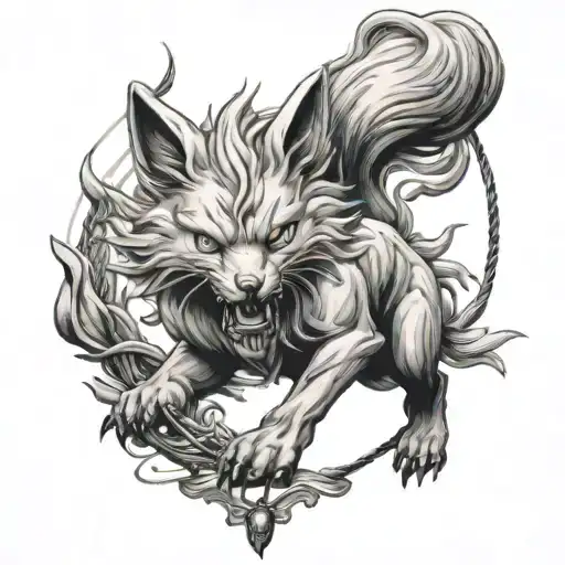 Kurama with naruto on swing tattoo design idea