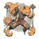 Kurama with naruto on swing tattoo design idea