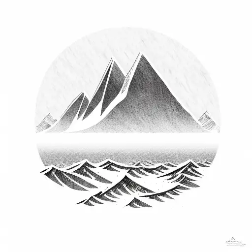 mountain range with ocean tattoo design idea